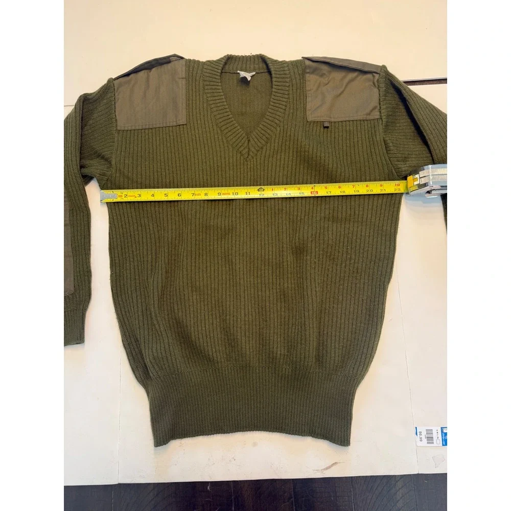 Sancino SRL Italian Army Military Commando Sweater V-Neck Wool Olive Drab Large